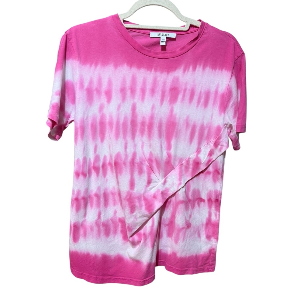 Derek Lam 10 Crosby Teddie T-Shirt Twist Detail Tie Dye Crewneck Pink White Sz M